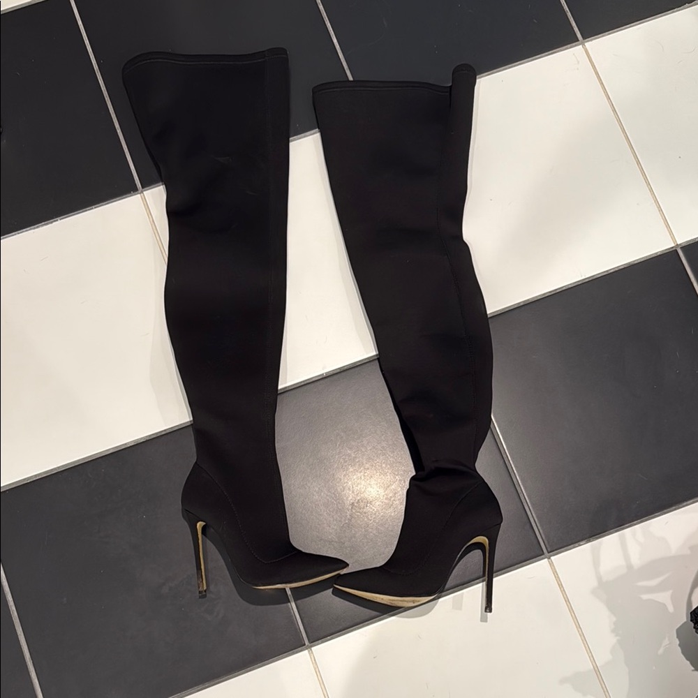 Neiman Marcus Black Over the Knee Boots Stiletto